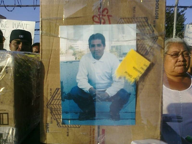 LA-protest-cop-murder-of-Manuel-Jamines-2-0910-by-Cop-Watch-LA, Rebellion in LA after Rampart police murder indigenous man, News & Views 