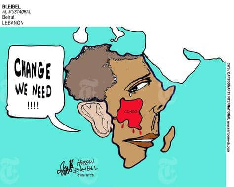 Obama-Congo-map-cartoon-Change-we-need-run-110308-in-NYT, Obama’s Congo moment: Genocide, the U.N. report and Senate Bill 2125, World News & Views 