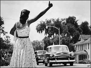 Montgomery-Bus-Boycott-young-woman-hitchhiking-1956, Dr. King and the 1955-1956 Montgomery bus boycott, News & Views 