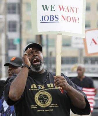 Black-man-‘We-want-jobs-now’, Where did all the jobs go?, News & Views 