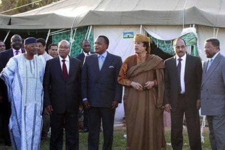 African-Union-delegation-inc.-South-African-President-Jacob-Zuma-Congo-Brazzaville-leader-Denis-Sassou-Nguesso-met-with-Qaddafi-041011-by-Pan-African-News-Wire-File-Photo, Africa for the Africans: U.S.-Euro forces out of Libya and Cote d’Ivoire, World News & Views 