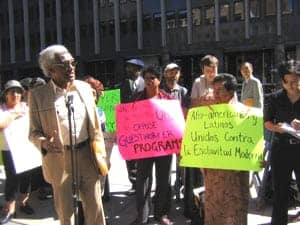 Protest-Jim-Haughton-Harlem-Fightback-speaks-for-justice-for-Black-immigrant-workers-by-John-Antush-NMASS, Black and Brown workers protest White contractor in Harlem, News & Views 