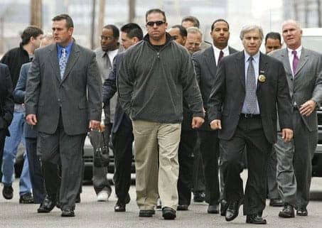 NOPD-Danziger-Bridge-7-defendants-attorneys-walk-between-lines-of-hundreds-police-supporters-turn-selves-in-010607-by-Ellis-Lucia-T-P, From heroes to villains: NOPD verdict reveals post-Katrina history, News & Views 