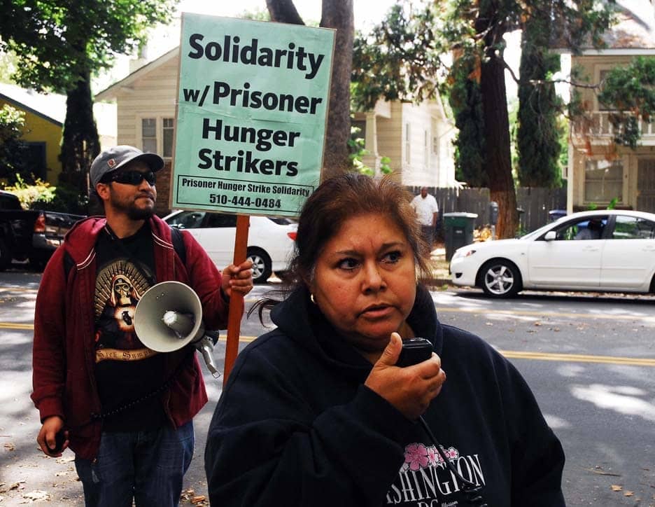 California-prisoner-hunger-strike-solidarity-rally-Irma-Hedlin-mother-of-two-hunger-strikers-at-Pelican-Bay-speaks-at-CDCR-HQ-Sacramento-101511-by-Bill-Hackwell, Prisoners being frozen to break hunger strike; some quit, some willing to die for their rights, Behind Enemy Lines 