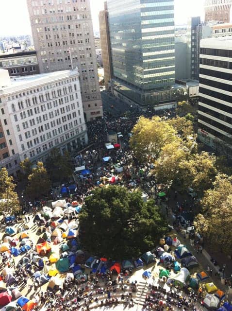 Occupy-Oakland-aerial-view, My thoughts on Occupy Oakland after the murder and one-month anniversary, Local News & Views 