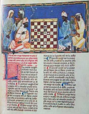 Moorish-nobles-playing-chess-harp-Nile-Valley-inventions-page-from-chessbook-of-Alfonso-the-Wise-13th-cent.-Spain, Our next guest is the legendary African researcher Runoko Rashidi, from the United States, Culture Currents 