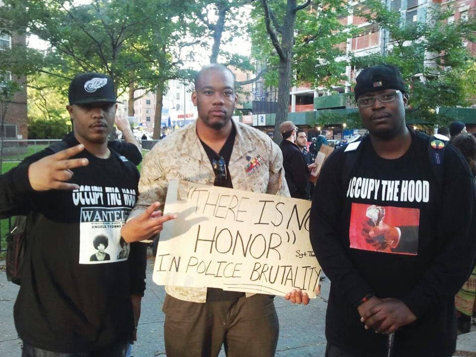 Occupy-the-Hood-founder-Malik-Rhasaan-USMC-Sgt.-Shamar-Thomas-Preach-There-is-no-honor-in-police-brutality-1111-from-OccupytheHood.org_, A discussion on strategy for the Occupy Movement from behind enemy lines, Behind Enemy Lines 
