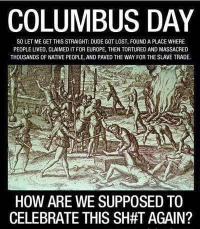 Columbus-Day-poster, Indigenous Day, not Columbus Day, Abolition Now! 