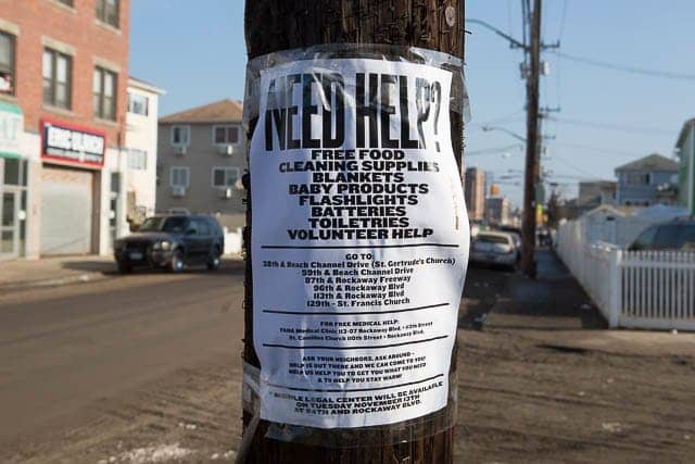 Hurricane-Sandy-Need-Help-sign-1112-by-Tod-Seelie-Suckapants, Sandy aftermath: Humanitarian crisis in Coney Island projects, News & Views 