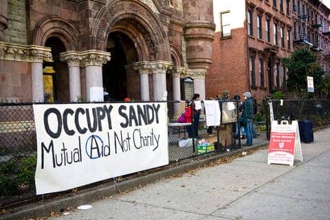 Hurricane-Sandy-Occupy-Sandy-Mutual-Aid-Not-Charity-church-110612, Sandy aftermath: Humanitarian crisis in Coney Island projects, News & Views 