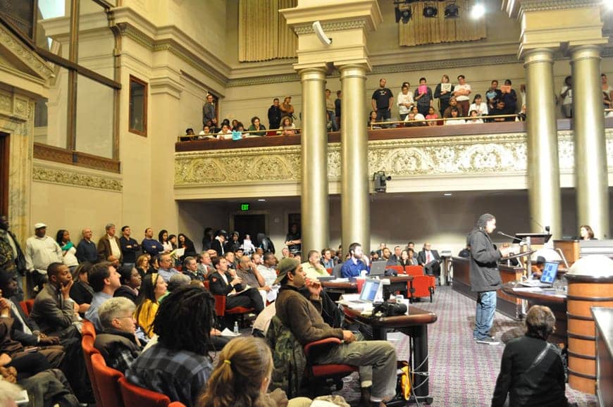 200-Oaklanders-testify-against-gang-injuctions-City-Council-051711-by-Evan-Wagstaff-Bay-Citizen, No Bratton-style policing in Oakland: Unraveling the fraying edges of zero tolerance, Local News & Views 