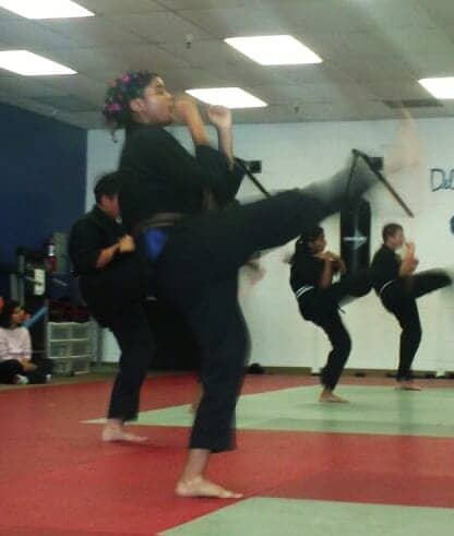 Tamia-Hooker-works-out-at-Delta-One-Martial-Arts-Antioch, Young lady killer: an interview wit’ Black Belt Tamia Hooker, Culture Currents 