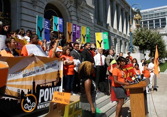 Free-Muni-for-youth-rally-150-people-City-Hall-steps-092011-by-Bryan-Goebel, San Francisco launches Free Muni for Youth Pilot Program, Local News & Views 