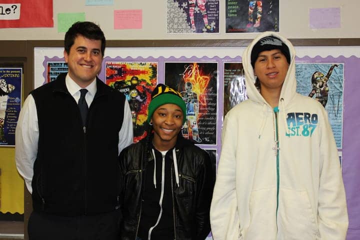 Metro-HS-Principal-Nick-Kappelhof-seniors-Tai-Britton-Carlos-Rodriguez-Perez, Metro High School in Hunters Point focuses one-on-one on student achievement, Culture Currents 