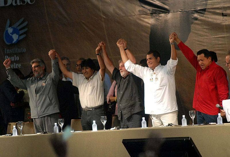 Presidents-Fernando-Lugo-Evo-Morales-Luiz-Lula-da-Silva-Rafael-Correa-Hugo-Chavez-unity-2008-web, So much is at stake in Venezuela’s presidential election, World News & Views 