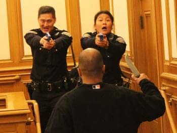 SFPD-role-play-at-Police-Comn-taser-hearing-022311-by-David-Elliott-Lewis, Enough already with tasers for San Francisco police!, Local News & Views 