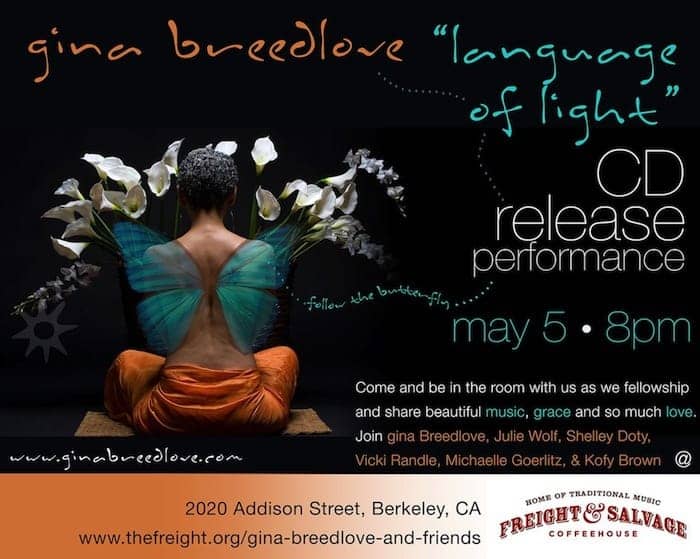 Gina-Breedlove-‘Language-of-Light’-flier, Wanda’s Picks for May 2013, Culture Currents 