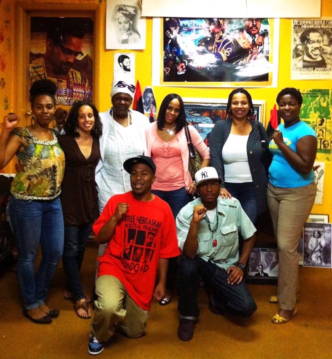 Shesheena-Keita-Baseemah-Goldii-Daly-Stephanie-JR-Malcolm-at-UNIA-ACL-office-Philly-by-BRR-web, A tribute to my brotha, Young Malcolm!, Culture Currents 