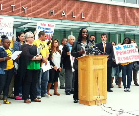Richmond-City-Councilwoman-Jovanka-Beckles-speaks-anti-foreclosure-rally-073013, Using city power to prevent foreclosure, Local News & Views 