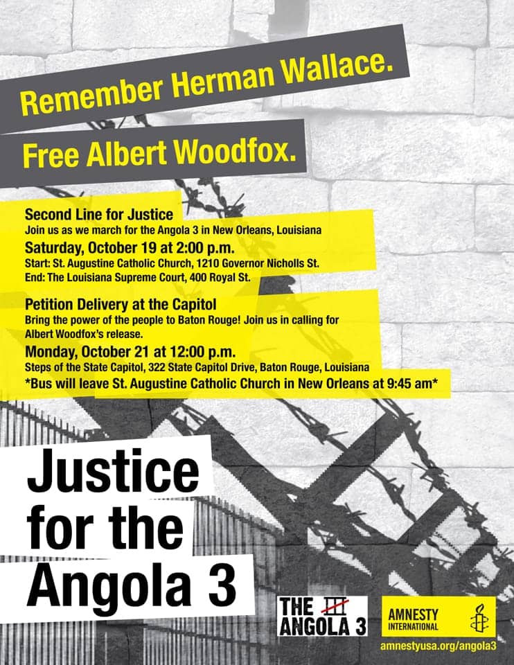 Justice-for-the-Angola-3, Albert Woodfox bids farewell to his Angola 3 brother, Herman Wallace, fights on for freedom, Abolition Now! 