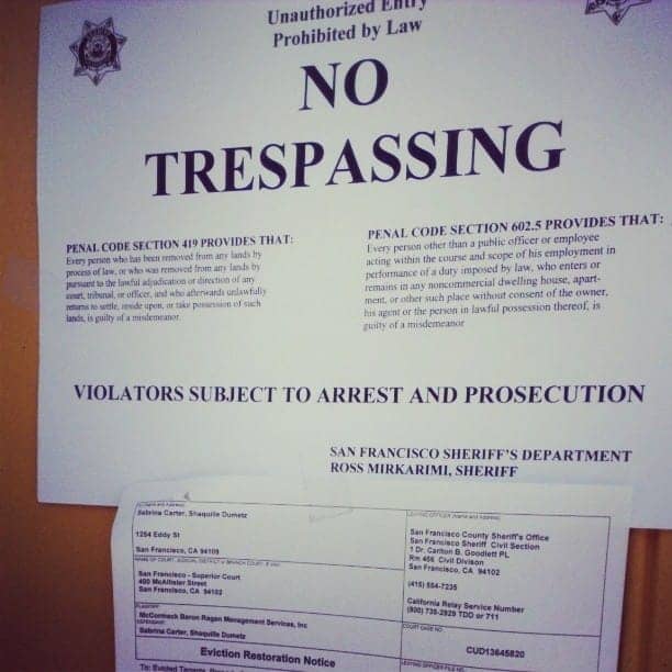 Sabrina-Carters-eviction-No-Trespassing-sign-on-door-040814-by-PNN, A family destroyed by eviction, Local News & Views 
