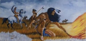 Warriors-on-the-plains-art-by-Leonard-Peltier-300x145, Leonard Peltier, my cellmate: Simple man with a big vision, Abolition Now! 