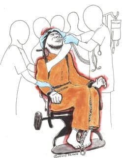 Force-feeding-drawing-from-Reprieve, Guantánamo nurse refused to participate in ‘criminal’ force-feedings, Abolition Now! 