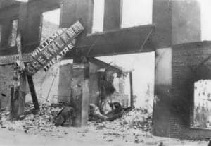 Tulsa-Race-Riot-Black-Wall-Street-Williams-Dreamland-Theatre-destroyed-060121-riot-by-Tulsa-Historical-Society-300x207, Survivors of Black Wall Street race riot still haven’t received any reparations, News & Views 
