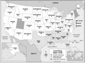 Map-of-US-showing-numbers-of-lynchings-by-state-1889-1918-300x221, Joe Debro on racism in construction, Part 6, Local News & Views 