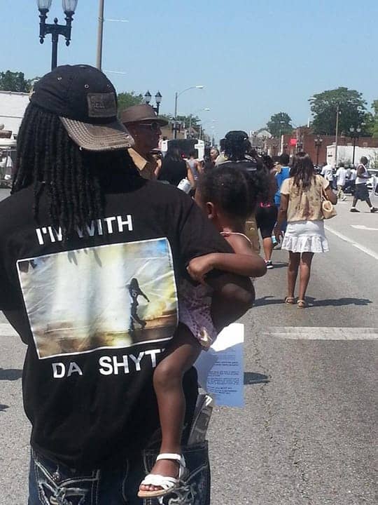 Michael-Brown-funeral-‘I’m-with-da-shyt’-wearer-in-pic-St.-Louis-082514-by-JR-BR1, Hands up! Don’t shoot: The genocidal killing of Michael Brown, News & Views 