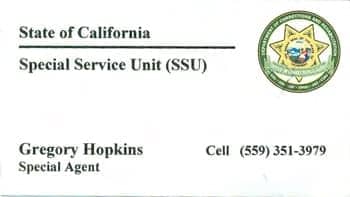 CDCR-SSU-Special-Agent-Gregory-Hopkins-business-card-given-to-Kendra-8am-102714, Corrections Dept. agents bang on activist’s door at 8 a.m. over a postcard she wrote to a prisoner, News & Views 