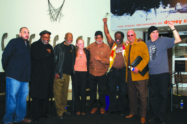 Black-Panthers-Kathleen-Cleaver-Roland-Freeman-Michael-D.-McCarty-Robert-Lee-Johnson-Brown-Berets-co-founder-Carlos-Montes-moderator-Yusef-Omowale-photographer-Howard-Bingham-left-at-CAAM-LA-031809, Salute to the Freeman Brothers! Last testament of Elder Freeman, a giant of a man, Culture Currents 