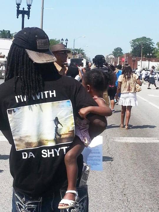 Michael-Brown-funeral-‘I’m-with-da-shyt’-wearer-in-pic-St.-Louis-082514-by-JR-BR, From the front lines in Ferguson: ‘We will go out hard’, News & Views 