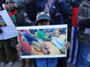 Free-West-Papua-Campaign-and-British-friends-protest-against-120814-West-Papua-youth-massacre-outside-Indonesian-embassy-London-121314-300x225, Benny Wenda: Indonesian military and police torture and kill children in Paniai, West Papua, World News & Views 