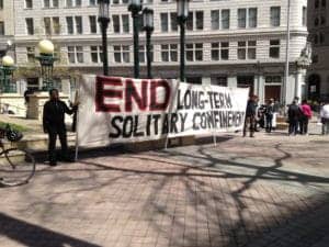 Anti-Solitary-Confinement-Statewide-Protests-Oakland-big-banner-OG-Plaza-032315-web-300x225, The first monthly Statewide Coordinated Actions to End Solitary Confinement held March 23, News & Views 