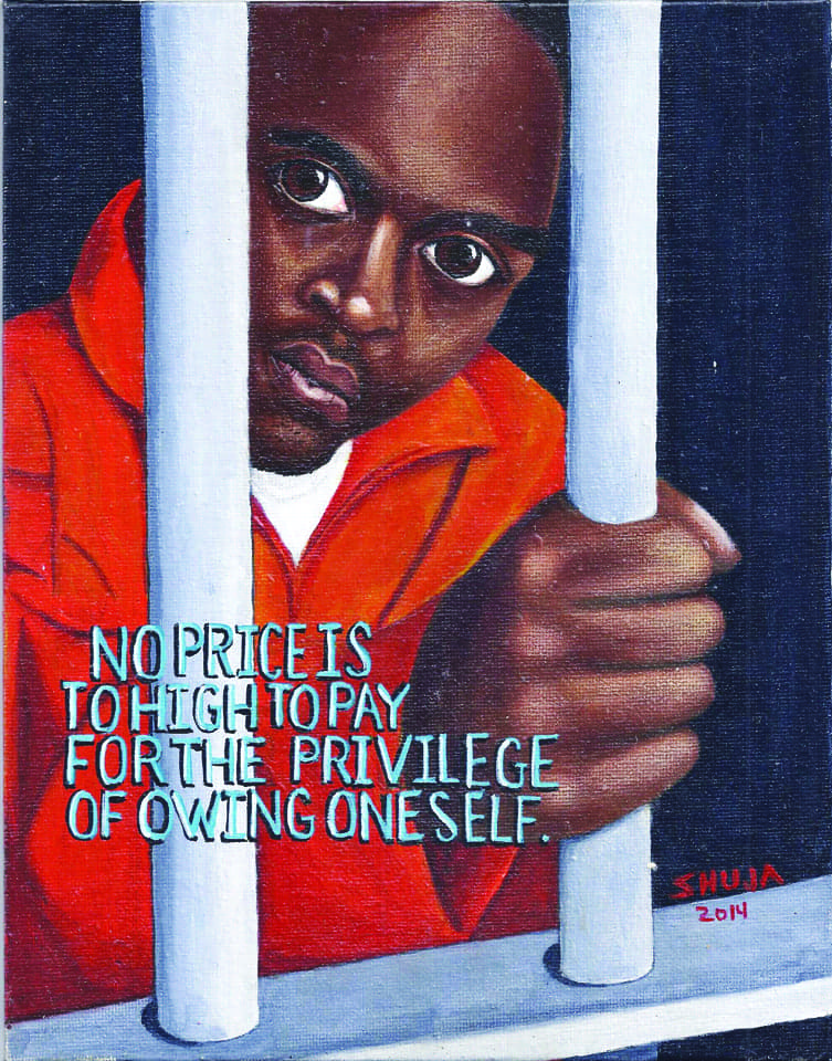 No-Price-Is-Too-High-art-by-Damon-Shuja-Johnson-web, Let’s help Shuja come home to his family, Abolition Now! 