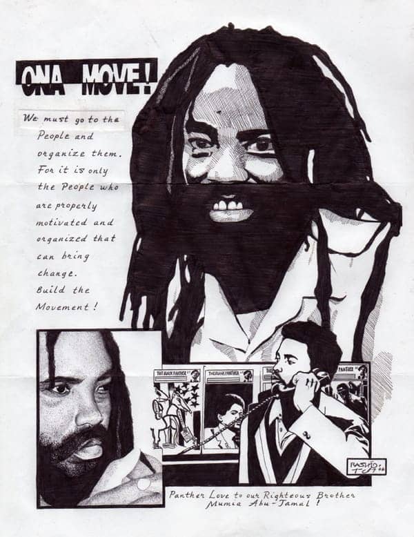 Ona-Move-Mumia-graphic-art-by-Rashid-Johnson-2006-web, Mumia’s son says, ‘My father is in pain,’ as Mumia is sent back to prison, Abolition Now! 
