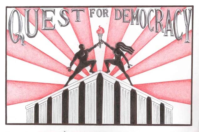 Quest-for-Democracy-logo-art-by-Heshima-web, Quest for Democracy Day 2015: Formerly incarcerated people will press legislators to allow them to thrive, News & Views 