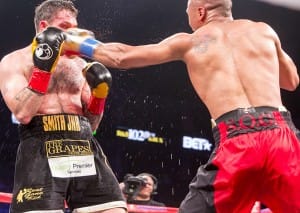 Andre-Ward-vs-Paul-Smith-7th-round-blood-Oracle-Arena-Oakland-062015-by-Malaika-300x213, Andre Ward demolishes Paul Smith, ‘The Real Gone Kid’, Culture Currents 