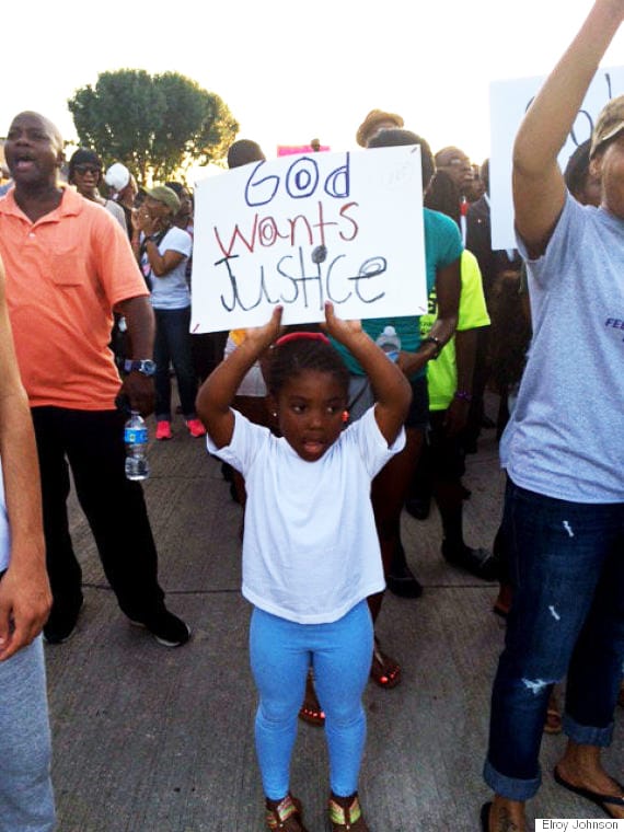 Texas-pool-party-protest-God-wants-justice-060815-by-Elroy-Johnson, Brutal, child abusing cop at Texas pool party resigns, should be charged, News & Views 