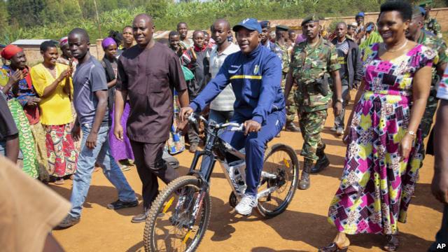 Burundian-President-Pierre-Nkurunziza-rides-bike-to-polls-first-lady-Denise-Bucumi-Nkurunziza-Ngozi-Burundi-072115, Rwanda and Burundi: Who’s ‘promoting instability through violence’?, World News & Views 