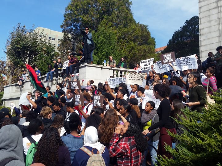 Berkeley-High-students-rally-for-racial-justice-UC-Berkeley-campus-110515-by-Lance-Knobel-Berkeleyside, Berkeley High students fight racist attacks: Navigating the shoals of increasing racial profiling, Local News & Views 