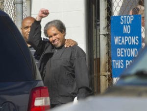 Albert-Woodfox-free-at-last-raises-fist-brother-Michael-Mable-021916-by-Travis-Spradling-Baton-Rouge-Advocate-300x227, After nearly 44 years in solitary, Albert Woodfox is freed today on his 69th birthday!, Behind Enemy Lines 