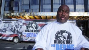 Bruce-Carter-Black-Men-for-Bernie-bus-300x169, How California is being stolen from Sanders right now, News & Views 