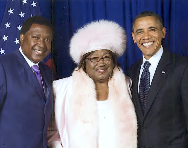 John-Burris-his-mother-Imogene-Burris-Pres.-Obama, Mother of civil rights attorney John Burris has passed, funeral June 10, Culture Currents 