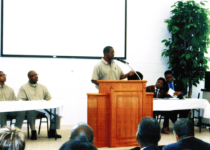 USP-Atlanta-prisoners-vs.-Morehouse-debate-Dr.-Reddick-presents-closing-argument-050916-by-WADE-300x214, White House officials and local leaders attend debate, organized by prisoner, between prisoners and Morehouse students, Abolition Now! 