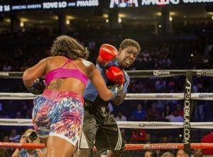Raquel-Miller-fights-Gabrielle-Holloway-080616-by-Malaika-300x221, Beacon of Light: Raquel Miller shines with a unanimous win in the first female boxing match on a ROC Nation fight card, Culture Currents 