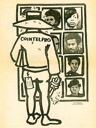 The-Impact-of-COINTELPRO’-art-by-Emory-Douglas-1976, Fake ‘Day of Rage’: COINTELPRO action, not ‘Anonymous’ video, News & Views 