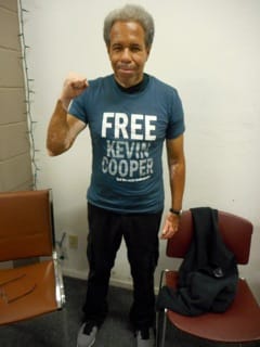 Albert-Woodfox-wears-Free-Kevin-Cooper-t-shirt-at-reception-in-his-honor-at-ANSWER-090716-by-Carole-Seligman, Champion of resistance: Albert Woodfox of the Angola 3, survivor of 43 years in solitary confinement, speaks in San Francisco, Local News & Views 