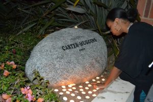 The Afrikan Students Union at UCLA keeps alive the memory of Black Panther leaders Alprentice “Bunchy” Carter and John Huggins with an annual commemorative gathering in Campbell Hall Classroom 1201, where they were gunned down, on the anniversary of their assassination on Jan. 17, 1969. At the 2014 gathering, panel member Ericka Huggins, also a leader in the Black Panther Party and widow of the late John Huggins, encouraged them to “make a portal for students way younger than you to be here … Use the skills the university has given you and turn them toward your community … We are all standing on someone’s shoulders; imagine someone is standing on yours.” – Photo: Afrikan Students Union 